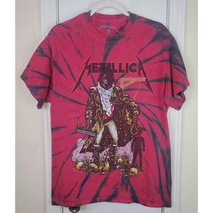 Metallica Red Tie Dye Unforgiven Pushead Allover Graphic T Shirt Sz Medium Mens